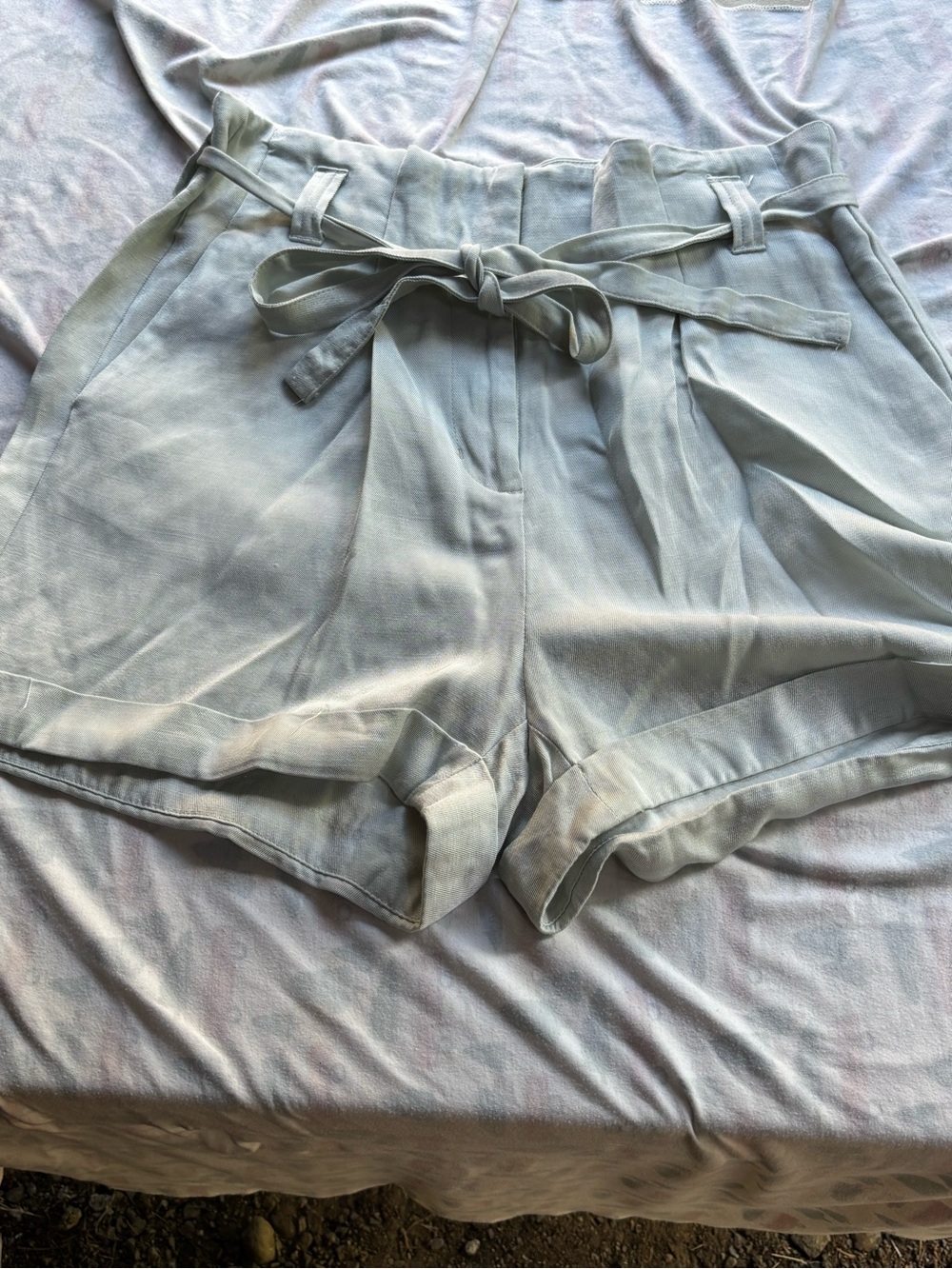 Light cream Waist Tie Shorts - Women